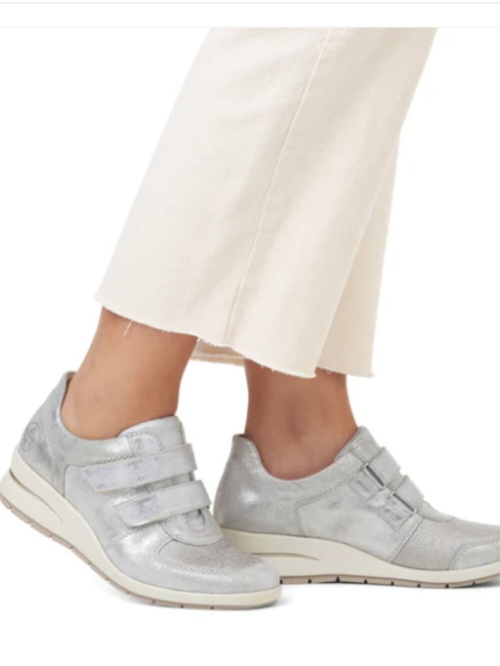 Rieker Metallic Silver Velcro Comfort Sneakers